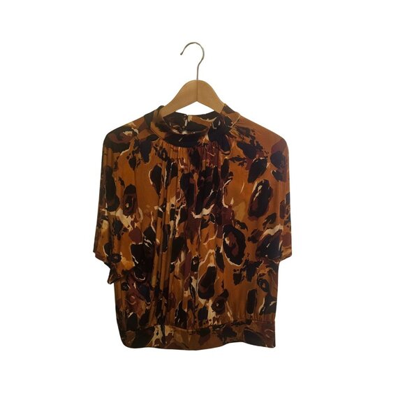 Blouse (caramel, dark navy and cream pattern) - Picture 1 of 1